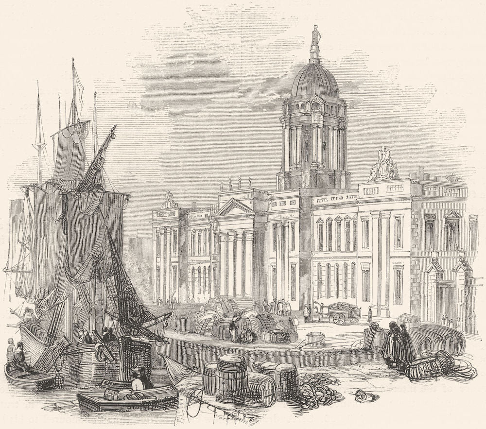 IRELAND. The Custom-house, Dublin 1850 old antique vintage print picture